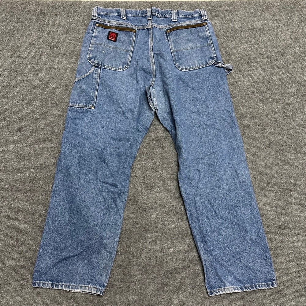 Wrangler Carpenter Jeans Mens Size 34x32 Blue Riggs Workwear Distressed Relaxed